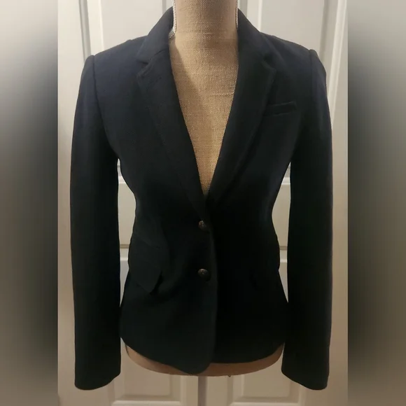 Banana Republic Factory Navy Blue Knit Academy Blazer Size 0 - Picture 1 of 10